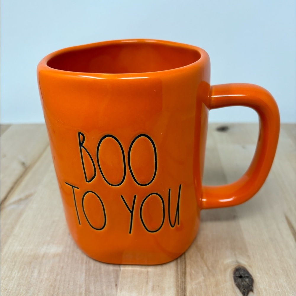 Rae Dunn BOO TO YOU Mug Orange Ceramic with Black Lettering New